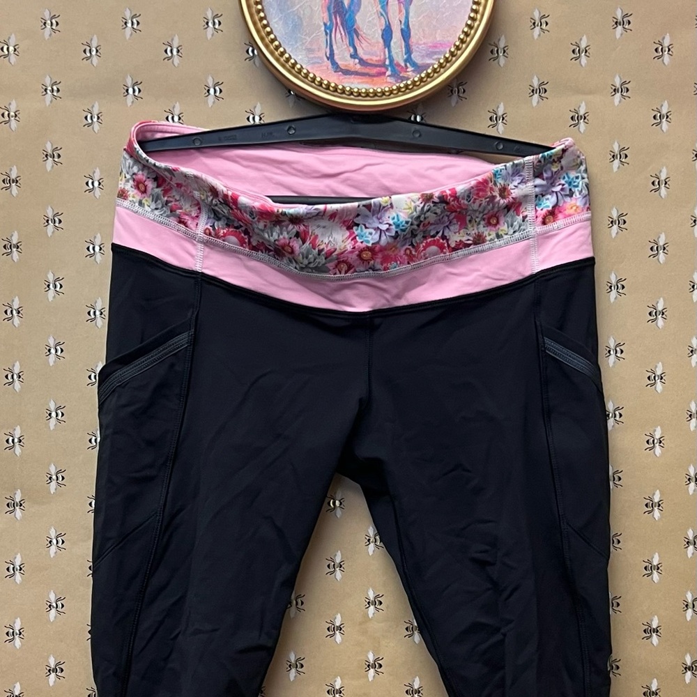 Lululemon Athletica Black and Pink Capris